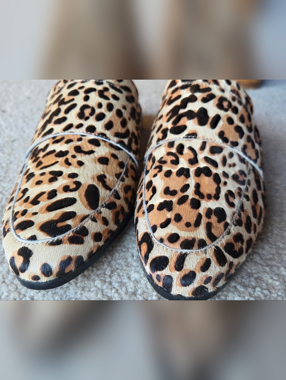 Halogen Violet Leopard Print Calf Hair Mules Size 8 - Picture 3 of 8